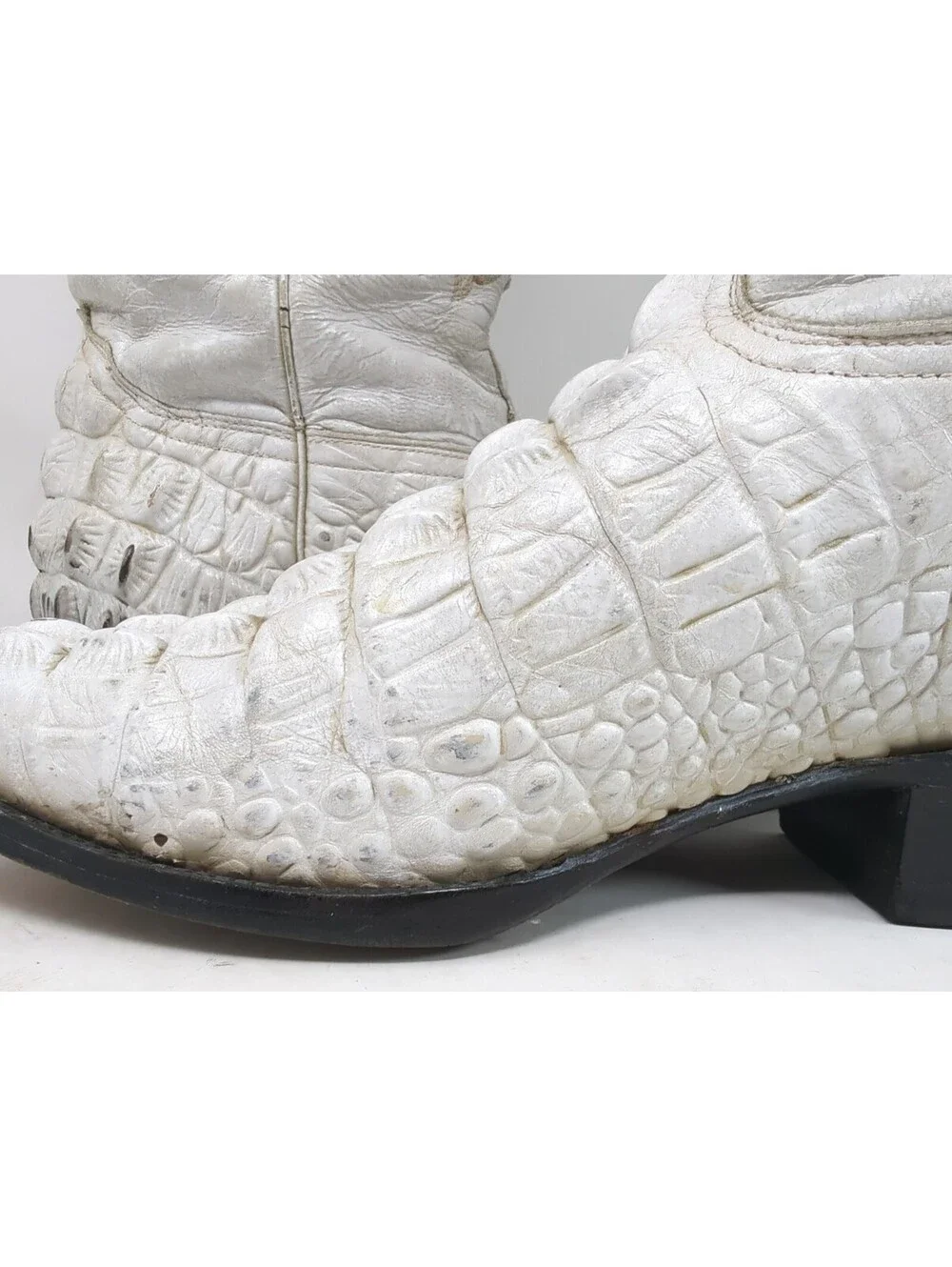 Exotic Caiman Hornback Crocodile Cowboy Boots IVORY BONE WHITE Western Mens 9.5